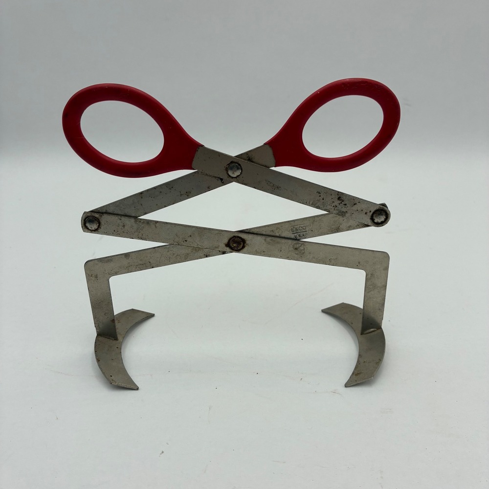 Vintage EKCO Red Handle Scissor Jar Lifter USA Stainless Steel Canning Tool
